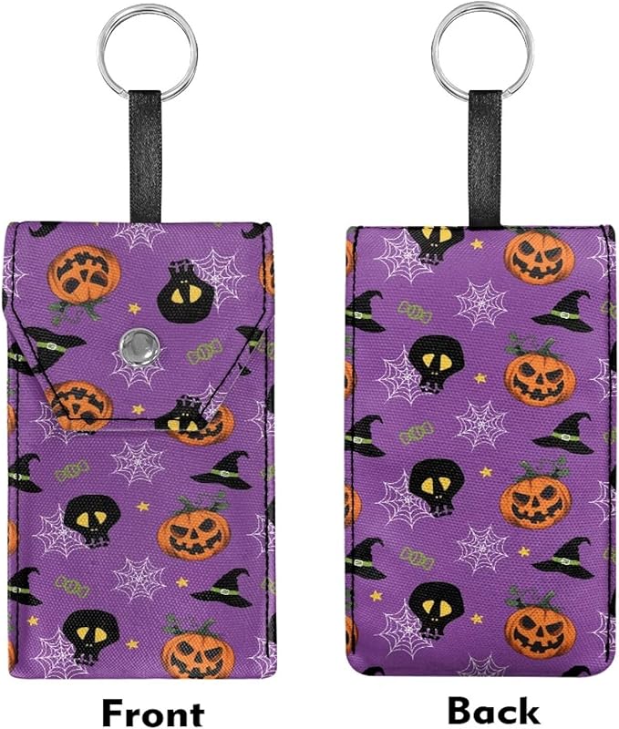 Pumpkin Head Skull Print Purse Tissue Holder Portable Pocket Tissue Holder for Coin Keys Tissues with Hanging Rope for Halloween Snap Button Enclosed