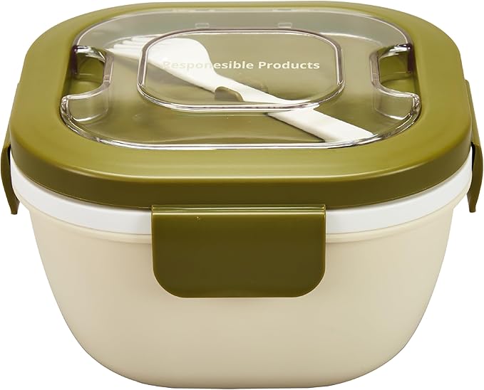 Responsible Products Leak Resistant Bento Box with Tableware for Adult - Teens, Insulated Lunch Box for Women - Men - Girls - Boys, BPA Free, Dishwasher Safe, Microwave Safe, Freezer Safe, 46 oz