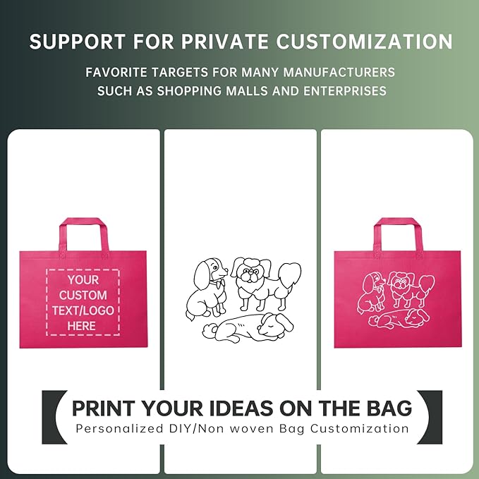 Custom Tote Bags Set of 50, Bulk Pack Grocery Shopping Travel Business Activities advertisement Reusable Bag