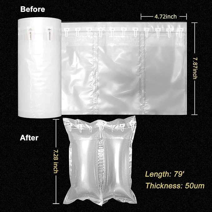 Air Pillows for Shipping Inflatable Air Bags for Packing with pump 4.72"x7.87" Recyclable Packaging Filler Shipping Supplies Alternative to Packing Peanuts Purse Stuffers for Shape 200 Count