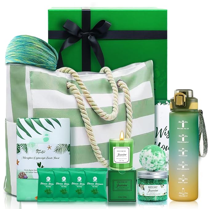 Self Care Gifts for Women - Inspirational Sport Gifts Set for Women with Large Canvas Bag, Water Bottle & Relaxation Spa Gift Baskets, Christmas Holiday Gift for Her Wife Mom Sister, Bestie