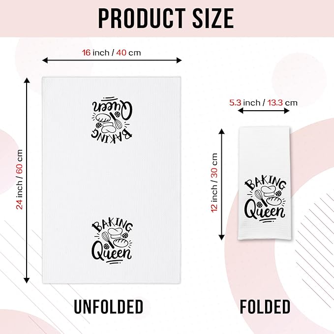 Funny Baking Kitchen Towels Baking Queen Dish Towels for Kitchen Decor Hilarious Hand Towels Kitchen Gifts for Women Hostess Housewife Great Housewarming Gifts for Family Friend Coworker