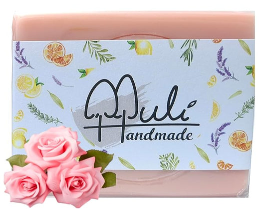 Natural Handemade Bar Soap for Men and Women with Essential oils, Scented Bar Soaps for Bath, Fragrance Regular Use Gift Set (Pack of 1) Rose Marseille