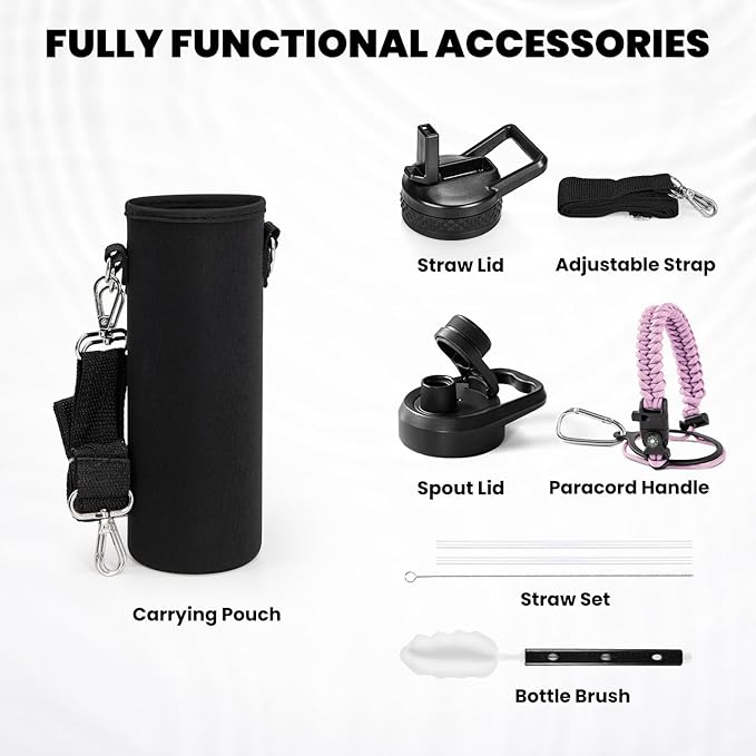 Insulated Water Bottle 20 oz, Triple Wall Vacuum Stainless Steel (Cold for 48 Hrs), Leak Proof & Non-BPA, Kids Water Bottle Jug for School with Straw Spout Lids, Lilac
