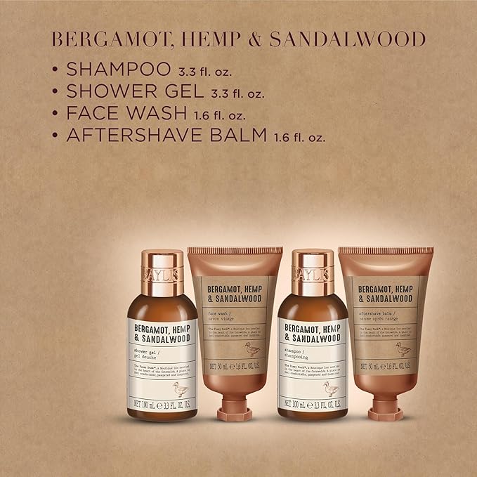 Baylis & Harding The Fuzzy Duck Bergamot, Hemp & Sandalwood Men's Luxury Toiletry Bag Gift Set - Vegan Friendly