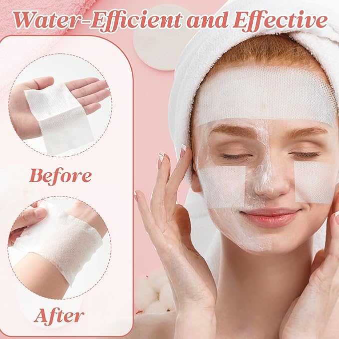 Stretchable Wet Compress Cotton Pads, 100 Count (Pack of 1) Ultra Thin Cotton Pads for Face, Nature Plant Fiber High Efficiency Wet Compress, Soft & Non-Irritating