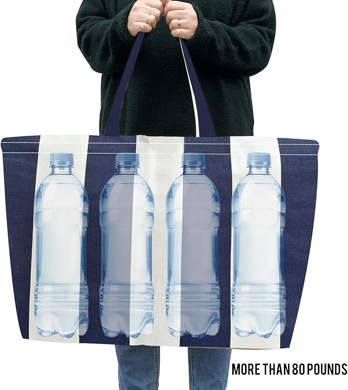 Large Canvas Tote Bag-Extra Big Shopping Beach Totes Bags Reusable Largest Grocery Plain Solid Bag 28"x8"x16"