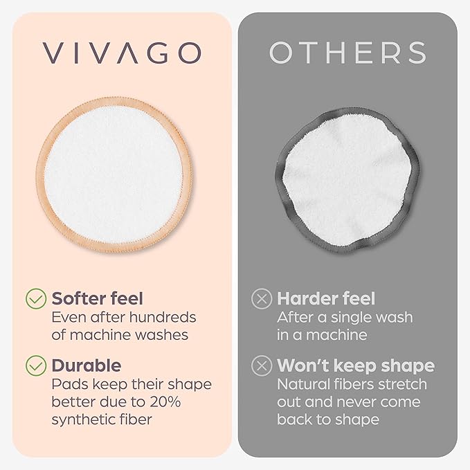 Reusable Cotton Rounds for Face - (20 Pack) Soft Reusable Makeup Remover Pads with Washable Drawstring Laundry Bag & Bamboo Holder - All Skin Type Skincare Set Facial Cleaning Cloth