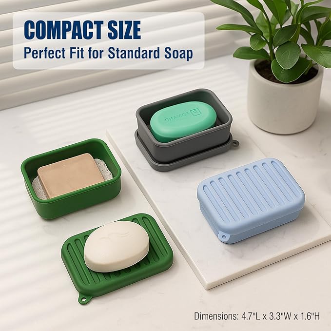 Superior Leak-Proof Silicone Travel Soap Case with Drainage Lid/Layer, Compact Bar Soap Container, Durable Soap Holder for Camping, Gym, and Travel Size Toiletries (Mocha-Mousse)