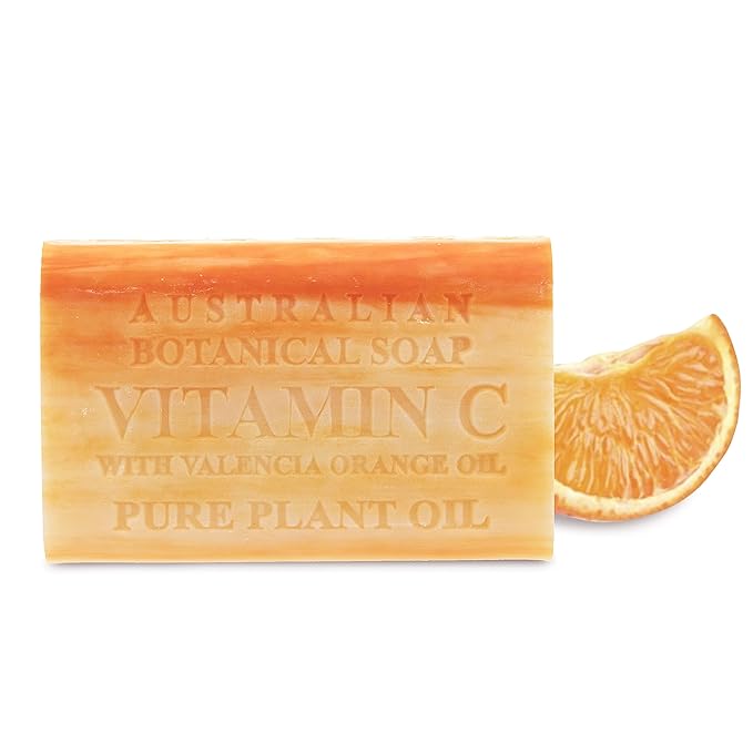 Australian Botanical Soap Vitamin C with Valencia Orange Oil 6.6 oz Triple Milled Luxury Soap Bar Enriched with Shea Butter, Suitable for Men, Women and All Skin Types, Pack of 1