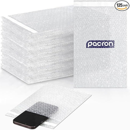 125 Pcs Clear bubble out Bags, 10x15.5 Bubble pouches, Self-Sealing clear bubble mailer Bubble bags for Shipping, Packing, Storage, Moving, Bubble Cushioning Wrap Bags