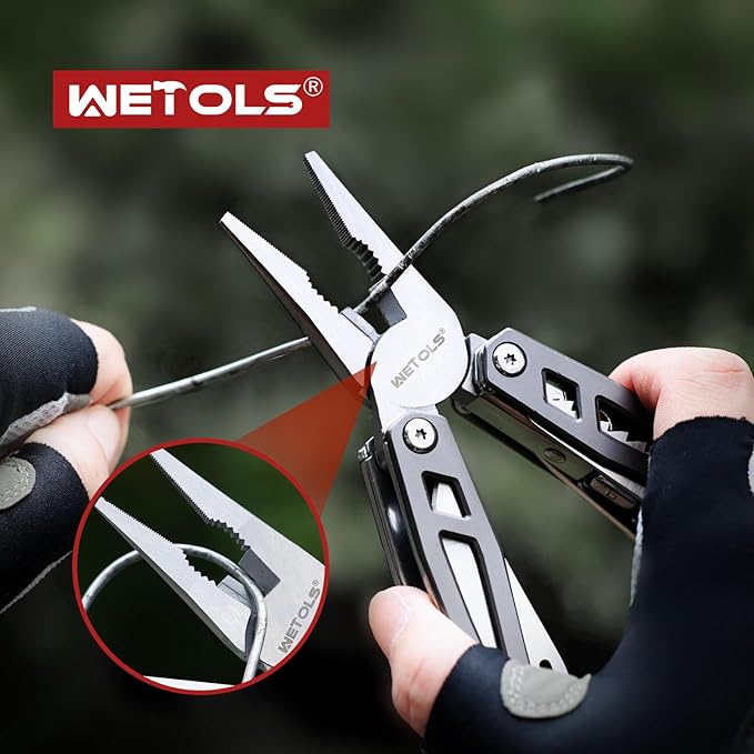 Christmas Gifts for Men Him Dad, WETOLS 21-in-1 Multitools with Pocket Knife, Stainless Steel Self-locking Pliers with 8 Screwdriver Bits, Multi Tool Survival Gear, EDC Knife with Pouch for Outdoor