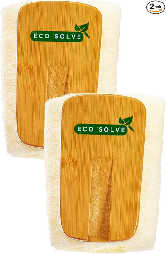 Natural Loofah Scrubber Head Refill (2 Pack), Bamboo Shower Loofah, Exfoliating Sponge
