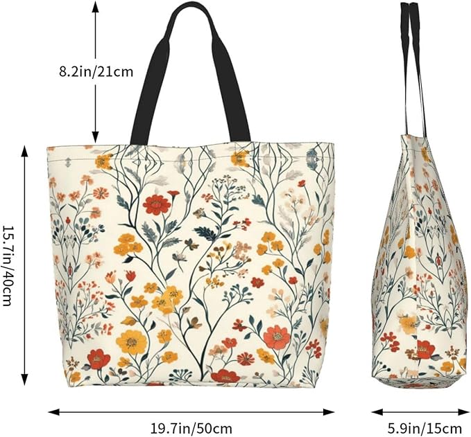 Tote Bag Shoulder Bags for Women Grocery Shopping Bag Reusable Bags Boho-Red Paisley 1