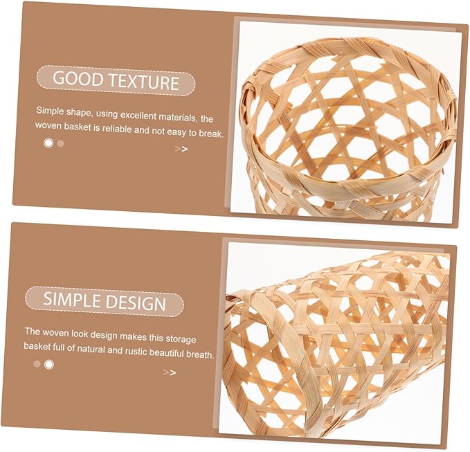 4Pcs Natural Woven Household Storage Baskets Sundries Organizer for Fruits Snacks Flowers Decorative and Practical Home Storage