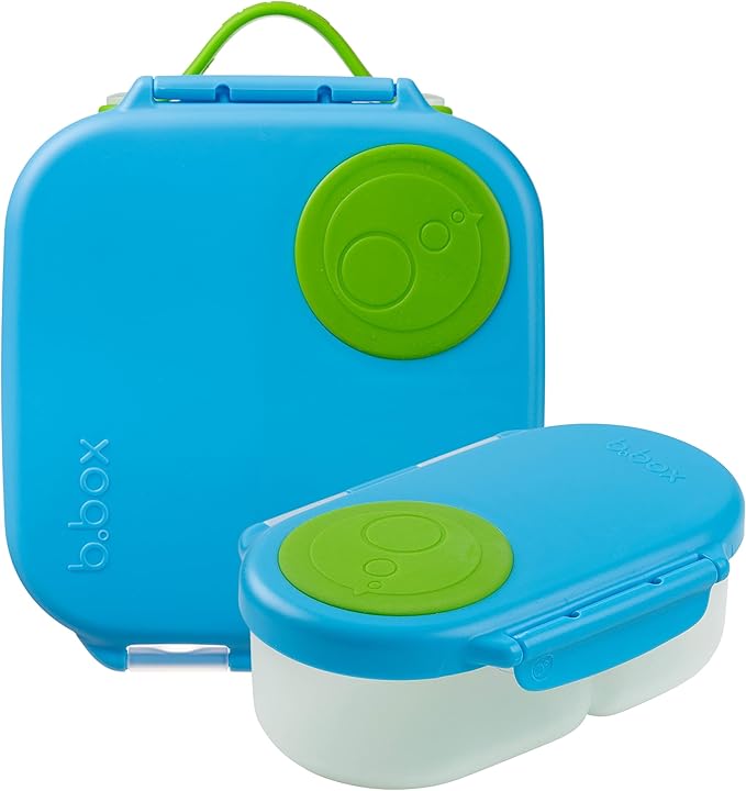 b.box Mini Lunch + Snack Containers (Ocean Breeze): 2-Pack Set Includes Lunch Box (4 1/4 Cup Capacity) & Snack Box (1 3/4 Cup Capacity). Easy Open Bento Containers, School Supplies