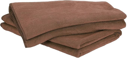 HARFINGTON 2 Pack Microfiber Cleaning Cloth, 63" x 24" Multi-Functional Cleaning Towels Reusable Absorbent Rags for Car Wash Kitchen Household Window Clean, Brown