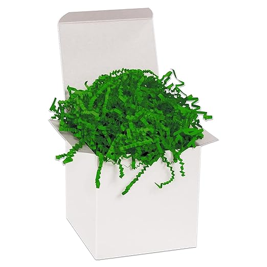 BOX USA 10 lb. Green Crinkle Paper Packing, Shipping, and Moving Box Filler Shredded Paper for Box Package, Basket Stuffing, Bag, Gift Wrapping, Holidays, Crafts, and Decoration