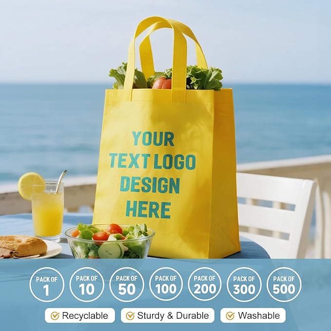 Custom Tote Bags with Your Logo, Personalized Reusable Shopping Bags for Shopping Business