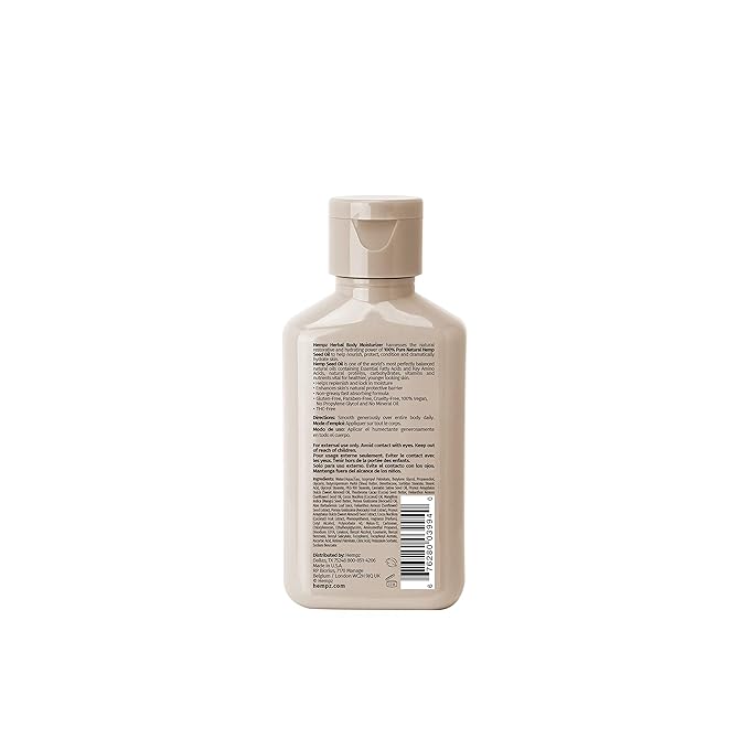 Hempz Smoothing Herbal Body Moisturizer, Koa & Sweet Almond, 2.25 oz - Lightweight Lotion with Hemp Seed Oil & Shea Butter, Vegan for Dry Skin