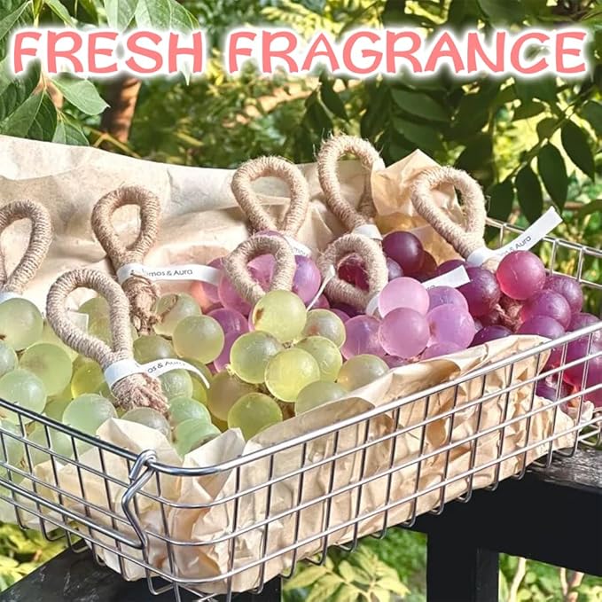 Handmade Grape Soap on a Rope, Natural Cold Process Cluster Soap Bar for Hand Wash and Bath, Decorative & Long Lasting Fragrance, Gift Set for Women Men (1, H)