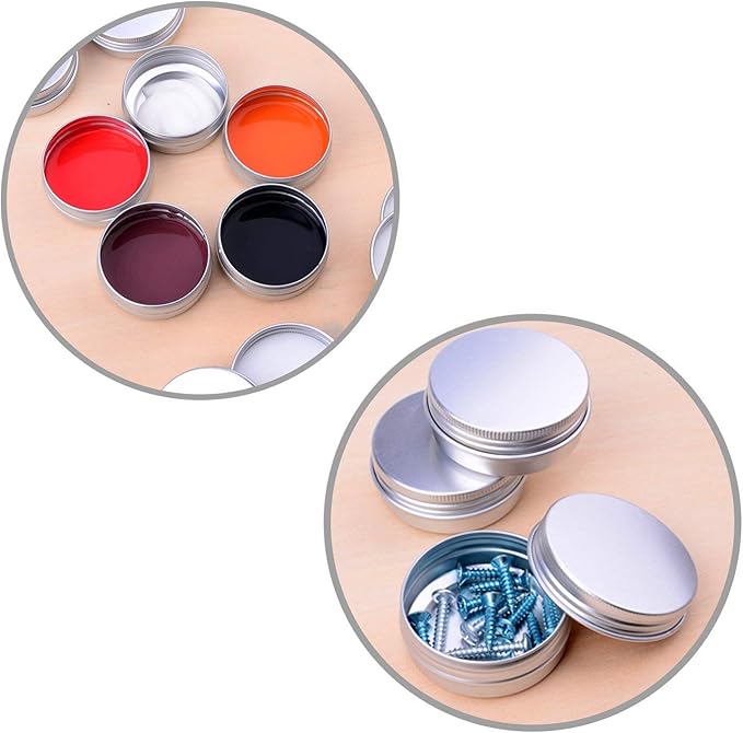 30 ml（1 oz）24 Pack Silver Aluminum Round Lip Balm Tin Storage Jar Containers with Screw Cap for Lip Balm, Cosmetic, Candles
