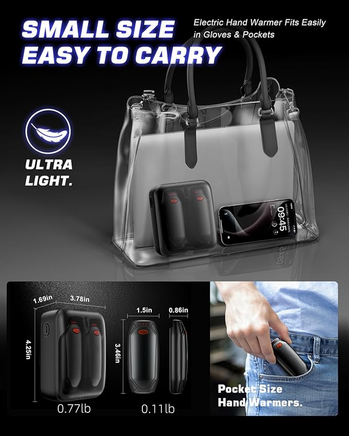 Kesguar Hand Warmers Rechargeable - 2 Pack 14000mAh AI Electric Hand Warmers with Charging Case, Magnetic 2 in 1 Pocket Handwarmers, Portable Heater Gifts for Women/Men/Golf/Camping/Hunting