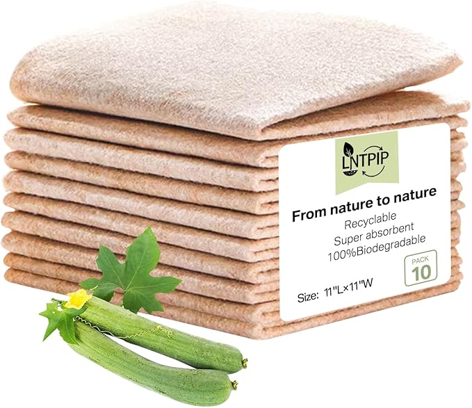 10 Packs of Swedish Kitchen Cloths - 100% Biodegradable and Compostable Reusable Cloths That can be Washed, Food-Grade Safe and Free of Plastic - Dish Rags Suitable for Any Surface (11"*11")