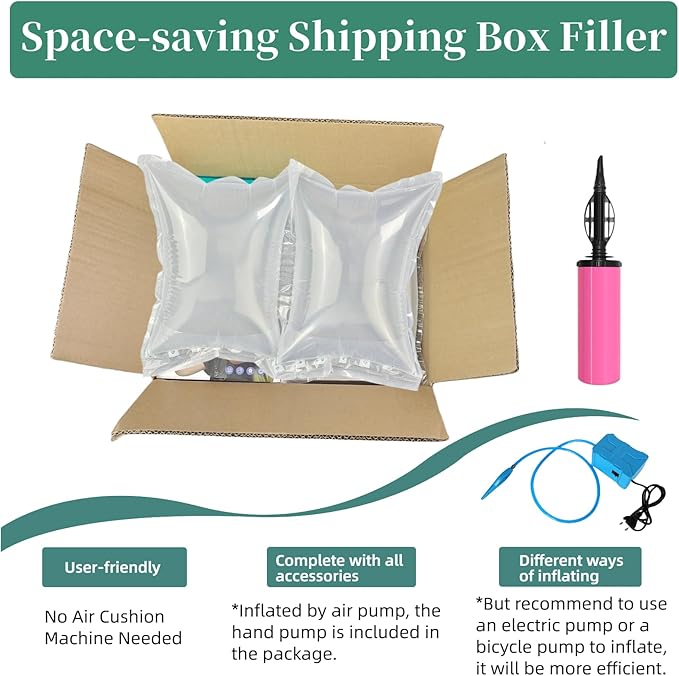 Purse Stuffing for Shape 100 Count Inflatable Large Air Pillows for Shipping, 8.3"x11.8" Air Bags for Packing with Pump Packaging Filler Alternative to Packing Peanuts Shipping Supplies