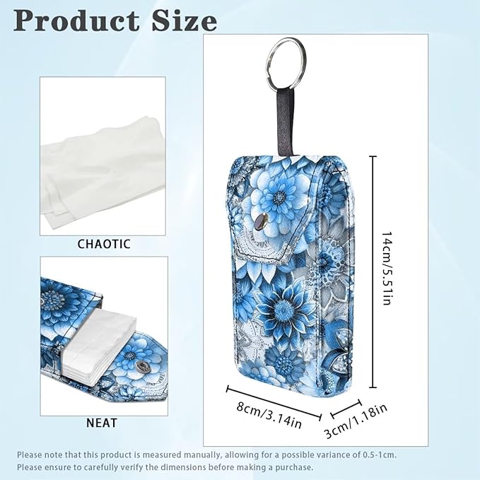 Travel Tissue Pouch Tissues Purse Pocket Snap Button Enclosed Reusable Purse Tissue Holder for Wallet Coin Travel Daily Outgoing Blue Mandala