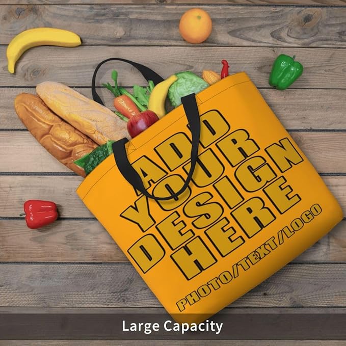 Custom Large Black Tote Bag With Pocket Extra Large Reusable Grocery Bags