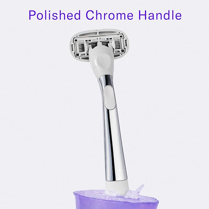 Flamingo Razors for Women, 1 Razor (Polished Chrome) Handle and 1 Razor Blade Refill