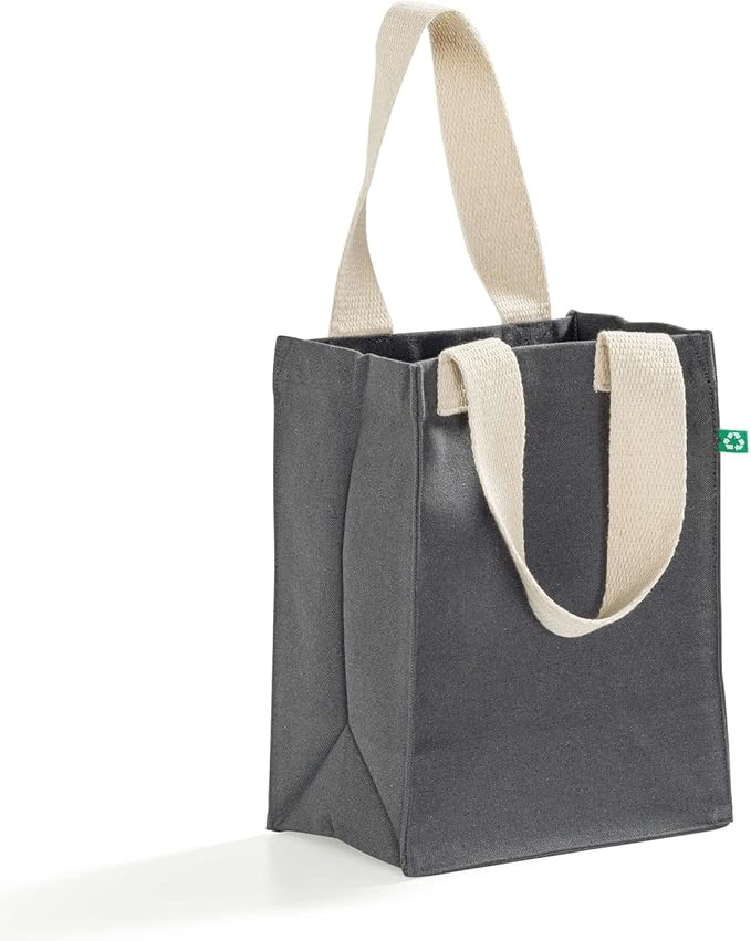 Recycled Canvas Book Bag with Full Gusset – 6 Pcs Eco-Friendly Reusable Tote Bags with Shoulder Straps, Bulk