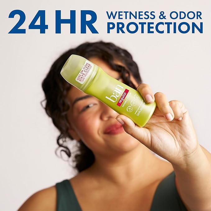 Ban Invisible Roll-on Antiperspirant Deodorant for Women and Men, 24-hour Underarm Odor & Sweat Protection, Powder Fresh, 3.5 Oz, Pack of 2