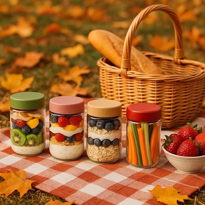 12 Pack 16oz Glass Jars with Lids, Airtight Overnight Oats Containers, Salad& Yogurt Storage, Mason Jars for Snacks, Spices, Meal Prep – Reusable