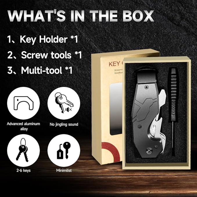 Compact Metal Aluminum Key Organizer, Minimalist Innovative Keyholder-Car Key Chain, Smart KeyChains Key Case up to 6 Keys