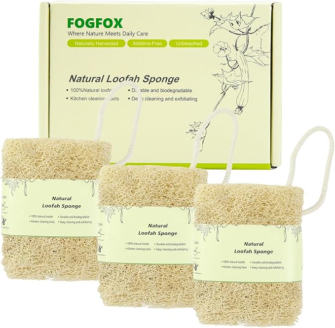 Natural Loofah Exfoliating Body Scrubber,Real Luffa Sponge for Women and Men in Shower, Luffa Kidchen Sponge (Yellow)