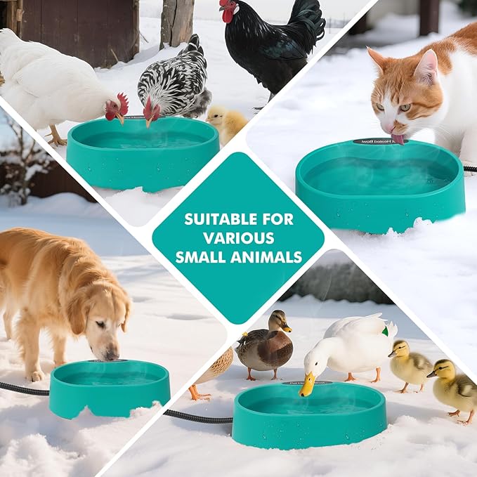 Large Heated Pet Water Bowl for Dogs,Cats,Chicken, Heated Dog Water Bowl Outdoor Heated Water Bowl for Cat, 3.7L Heated Dog Bowl-Keep Water Warm in Winter, 35W Thermostatic Control and Anti Chew Cord