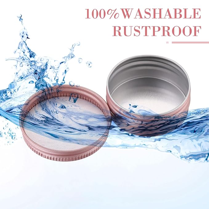 Patelai 64 Pieces Lip Balm Tin Containers Screw Top Round Tin Cans Aluminum Jar with Screw Lid, Empty Bottle Travel Cosmetic Sample Container for DIY(1 oz,Rose Gold)