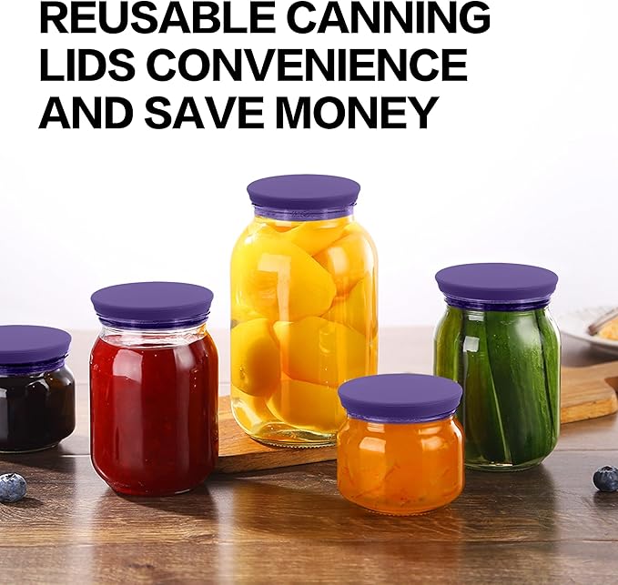 Regular Mouth Mason Jar Lids - Upgrade Canning Lids Fit for All Regular Mouth Mason Jars,Food Grade Silicone Mason Jar Caps,Dishwasher Safe,Leak Proof Reusable Lids,3 Pack (Violet-3 Pack)