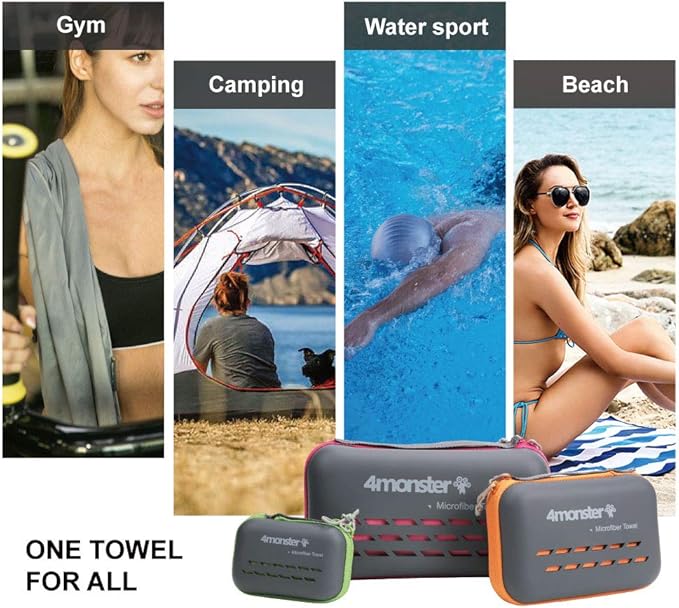 4Monster Camping Towels Super Absorbent, Fast Drying Microfiber Travel Towel, Quick Dry Ultra Soft Compact Gym Towel for Swimming Beach Hiking Yoga Travel Sports Backpack (59.00" x 30.00", Purple)