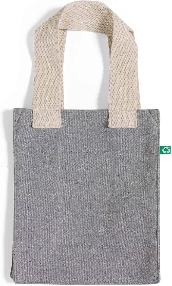 Recycled Canvas Book Bag with Full Gusset – 6 Pcs Eco-Friendly Reusable Tote Bags with Shoulder Straps, Bulk