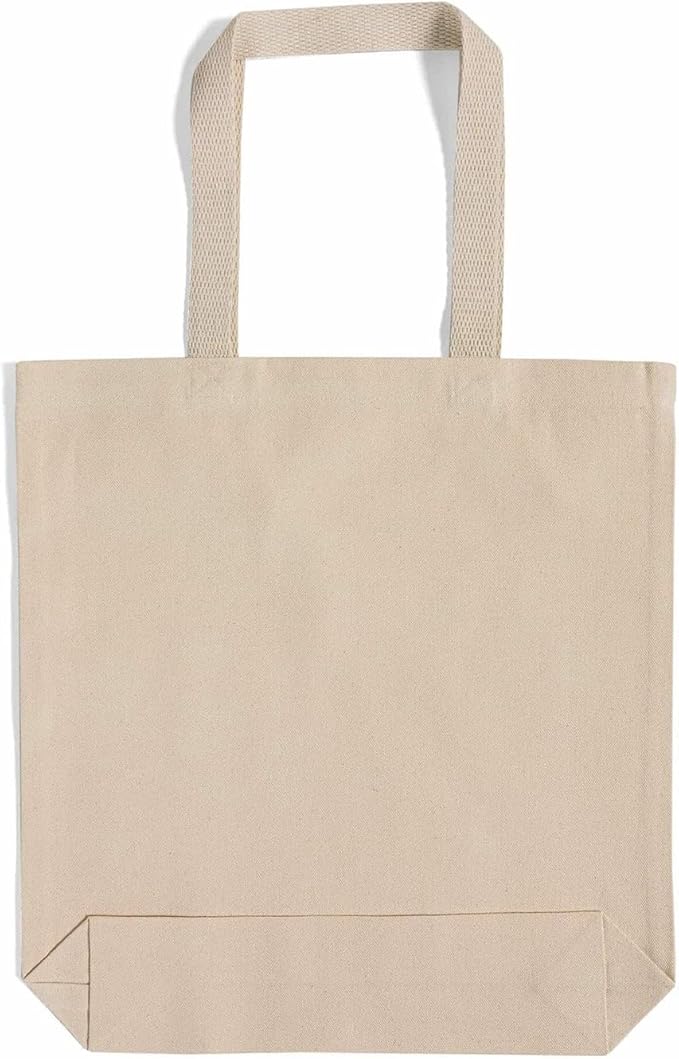 Premium Canvas Tote Bags – 12 Pack Reusable Shopping Bags with Shoulder Straps – Gusseted Totes for Daily Use