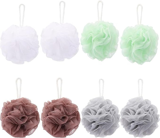 8 Small Mesh Pouf Bath Sponge - Mesh Loofah Body Exfoliating Shower Ball Shower Sponge