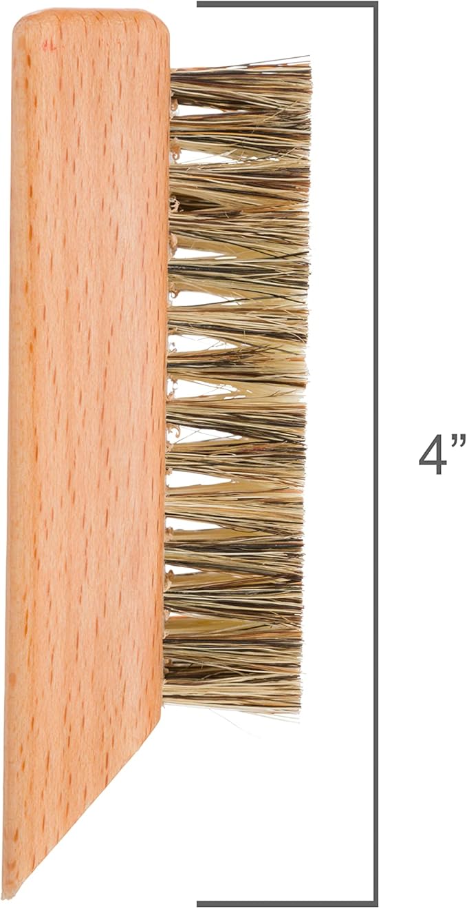 Redecker Natural Tampico Fiber Hiking Shoe Brush, Multi-Purpose Boot Scraper, Oiled Beechwood Handle, 4-Inch Travel Size, Made in Germany