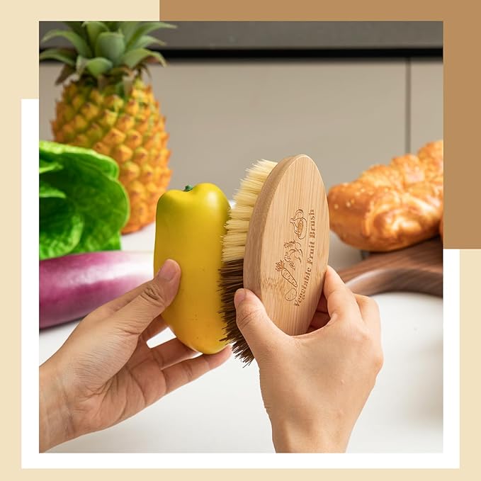 Honeydak 2 Pcs Hard and Soft Side Vegetable Brush Scrubber, Wash Brushes Potato Cleaning Brush for Food Carrot Cucumber Wash Cleaner
