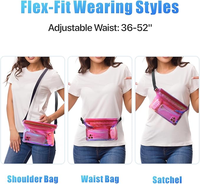 F-color Waterproof Fanny Pack - Cruise Essentials 2025 - Waterproof Pouch, Triple Zipper Roll-Top Dry Bag for Phone with Adjustable Waist Strap, Keep Passport Valuables Dry for Beach Kayaking Boating