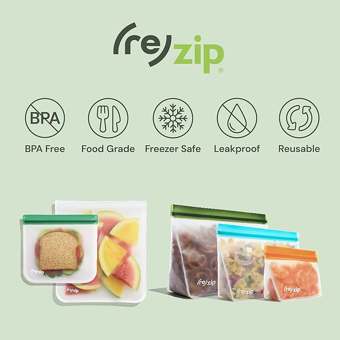 (re) zip 5-Piece Flat Lunch Reusable Food Storage Bags - Thumbnail 3