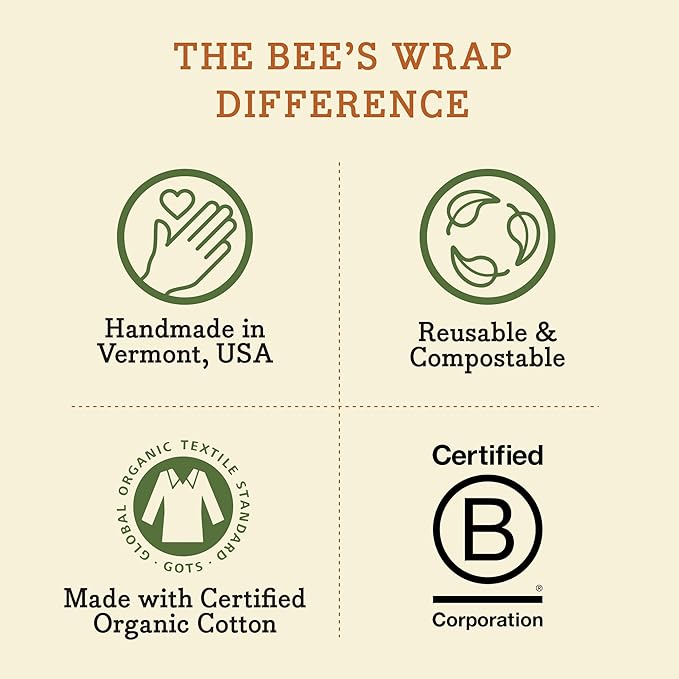 Bee's Wrap Beeswax Wraps for Food - Honeycomb Large 3 Pack Made in USA Reusable & Organic Food Wraps, Sandwich Wrap & Bowl Covers - Eco-Friendly Alternative to Aluminum Foil & Plastic Wrap