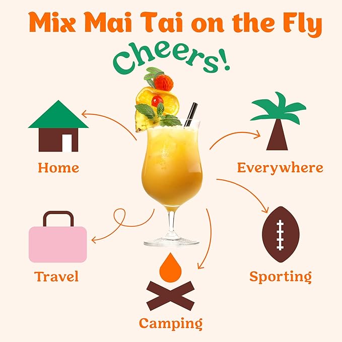 Craftmix Blood Orange Mai Tai Cocktail & Mocktail Drink Mixer, Skinny Mixes - Water Flavoring Packets - Made With Real Fruit - Vegan Low-Carb, Low-Sugar, Non-GMO, Dairy Free, Gluten Free, 12 Pack
